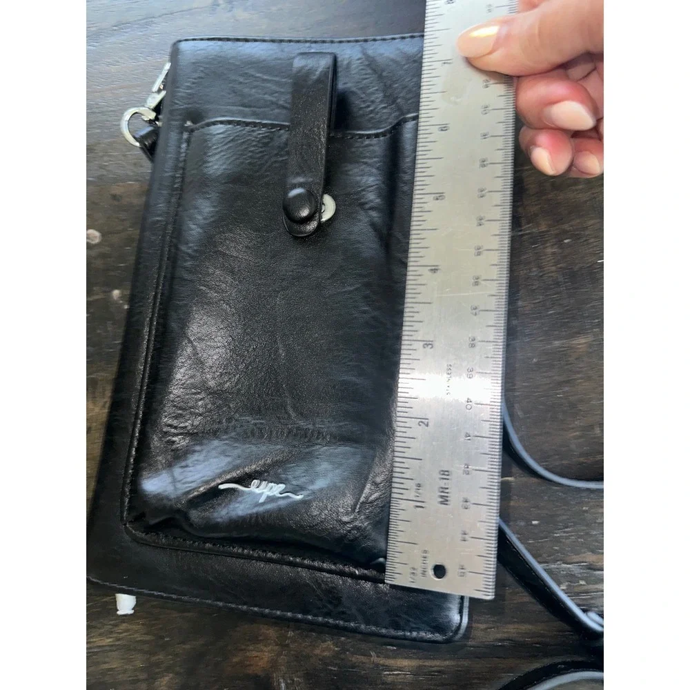 Espe Black Vegan Leather RFID Crossbody Phone Bag Wallet Purse NWOT
